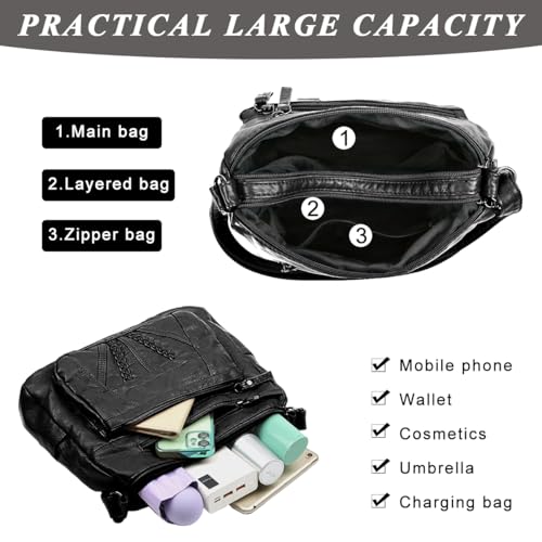 PALAY® Fashion Shoulder Bag for Women PU Leather Multi-Layer Compartment Sling Tote Crossbody Pouch Causal Travel Daily Commuting 2 PCS PALAY® Fashion Shoulder Bag for Women PU Leather Multi-Layer Compartment Sling Tote Crossbody Pouch Causal Travel Daily Commuting 2 PCS